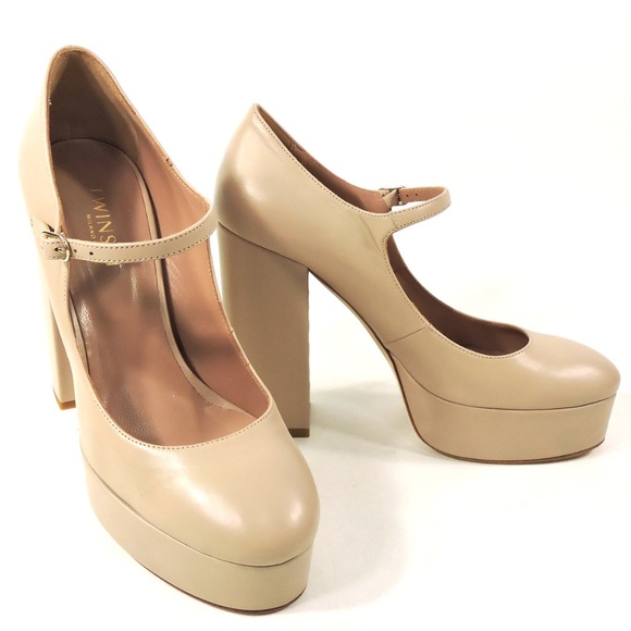 TWINSET 🇮🇹 WOMEN'S BEIGE SOFT LEATHER COMFORT PLATFORM PUMPS - Picture 2 of 8